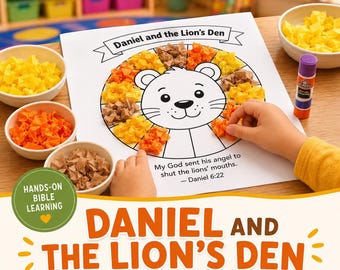 Manualidad de Daniel y el foso de los leones | Actividad bíblica con papel de seda | Material imprimible para la escuela dominical para niños