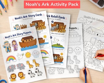 Noahs Arche – Bastelvorlage, Bibelaktivitäten für Kinder, Materialpaket für den Sonntagsschulunterricht, christliche Vorschul-PDF