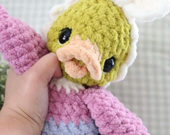 READY TO SHIP Handmade Crochet Mallard Duck Plushie - Soft Blanket Yarn
