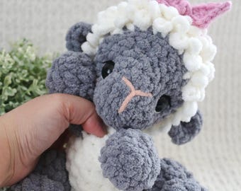 READY TO SHIP Handmade Crochet Mini Lamb/Sheep Plushie - Soft Blanket Yarn