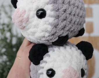 Crochet Opposum - Stuffed Possum - Amigurumi Plushie - Soft Blanket Yarn