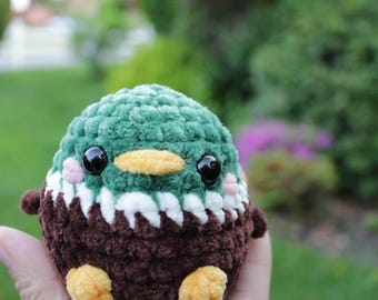 Crochet Mallard Duck - Amigurumi Plushie - Soft Chenile Yarn