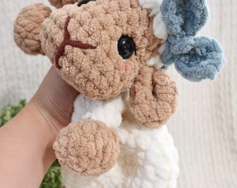 READY TO SHIP Crochet Sweet Lamb Lovey Snuggler - Soft Blanket Yarn