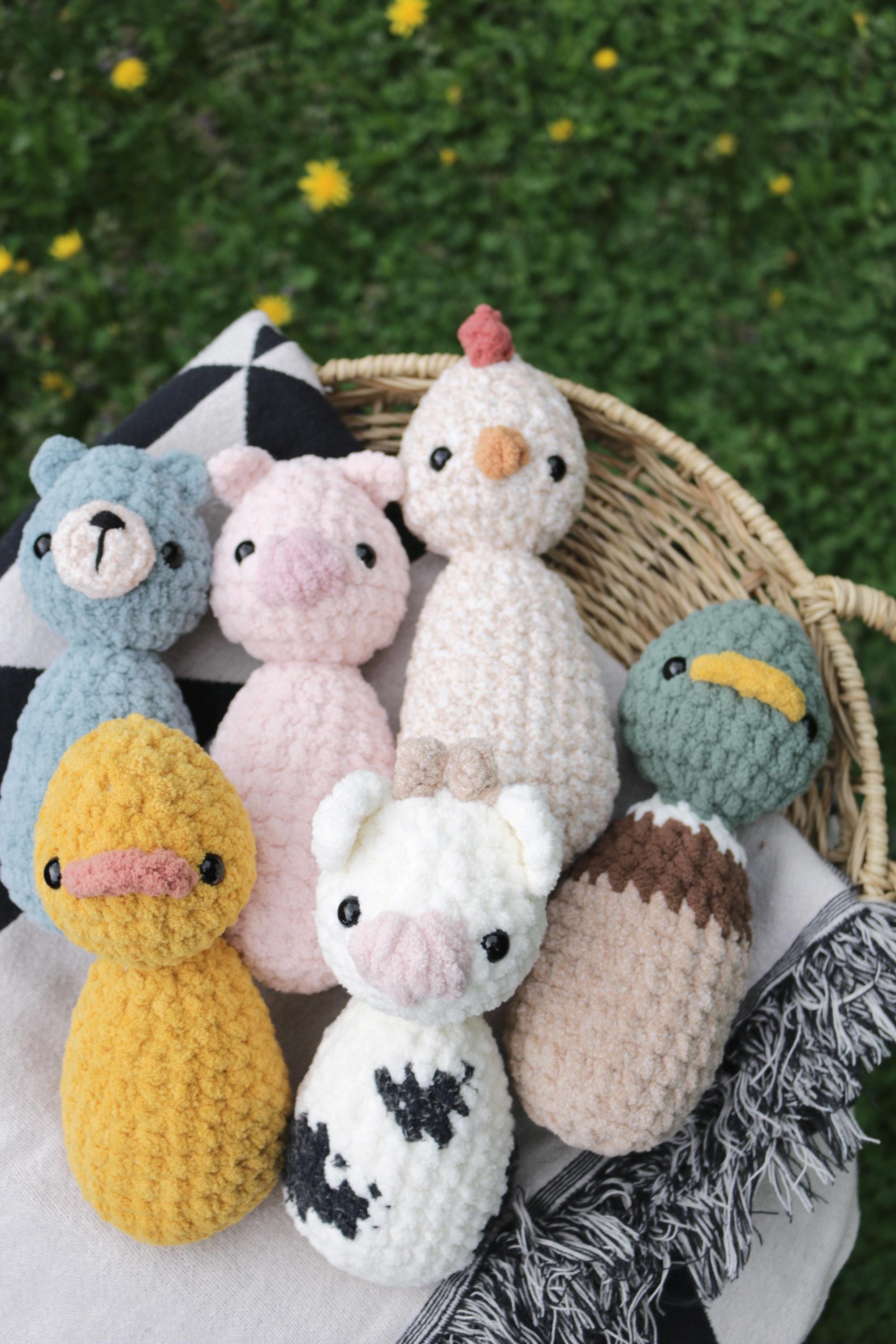 Handmade Crochet Cuddle Animal - Peg Style - Soft Blanket Yarn