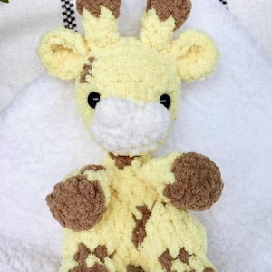 READY TO SHIP Crochet Baby Giraffe Lovey Snuggler - Soft Blanket Yarn
