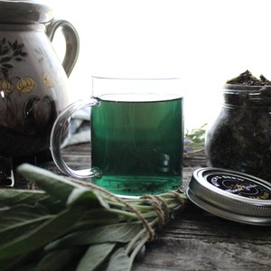 Witch's Brew Tea Blend, Halloween Loose Leaf Tea, Peppermint, Darjeeling Black Tea, Cacao Nibs, Butterfly Pea Tea