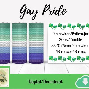 Gay Pride SS20 Rhinestone Tumbler Pattern | SS20/5mm Rhinestones| 20 oz Tumbler Pattern | Digital Download | Custom Designed Patterns