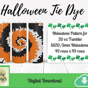 Halloween Tie Dye SS20 Rhinestone Tumbler Pattern | SS20/5mm Rhinestones| 20 oz Tumbler Pattern | Digital Download | Custom Designed Pattern