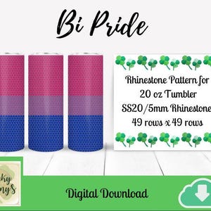 Bi Pride SS20 Rhinestone Tumbler Pattern | SS20/5mm Rhinestones| 20 oz Tumbler Pattern | Digital Download | Custom Designed Patterns