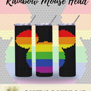 Rainbow Mouse Head SS20 Rhinestone Tumbler Pattern | SS20/5mm Rhinestones| 20 oz Tumbler Pattern | Digital Download | Custom Designed