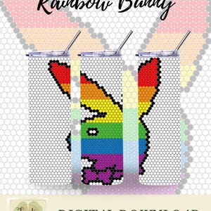 Rainbow Bunny SS20 Rhinestone Tumbler Pattern | SS20/5mm Rhinestones| 20 oz Tumbler Pattern | Digital Download | Custom Designed Patterns