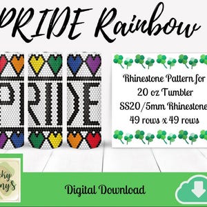PRIDE Rainbow SS20 Rhinestone Tumbler Pattern | SS20/5mm Rhinestones| 20 oz Tumbler Pattern | Digital Download | Custom Designed Patterns