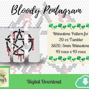 Bloody Pentagram SS20 Rhinestone Tumbler Pattern | SS20/5mm Rhinestones| 20 oz Tumbler Pattern | Digital Download | Custom Designed Pattern