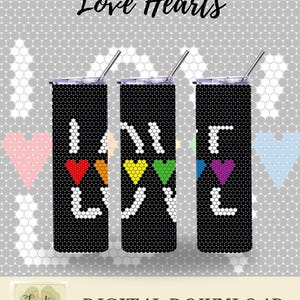 Love Hearts SS20 Rhinestone Tumbler Pattern | SS20/5mm Rhinestones| 20 oz Tumbler Pattern | Digital Download | Custom Designed Patterns