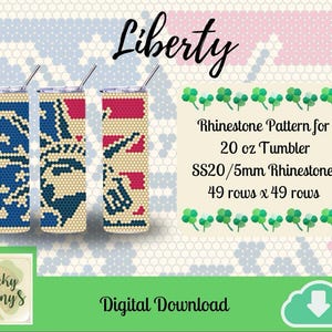 Liberty SS20 Rhinestone Tumbler Pattern | SS20/5mm Rhinestones| 20 oz Tumbler Pattern | Digital Download | Custom Designed Patterns