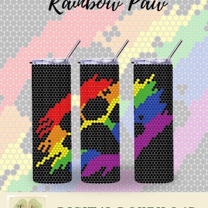 Rainbow Paw SS20 Rhinestone Tumbler Pattern | SS20/5mm Rhinestones| 20 oz Tumbler Pattern | Digital Download | Custom Designed Patterns