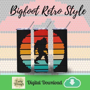 Bigfoot Retro Style SS20 Rhinestone Tumbler Pattern | SS20/5mm Rhinestones| 20 oz Tumbler Pattern | Digital Download | Custom Designed