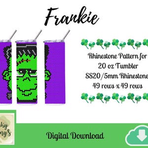 Frankie SS20 Rhinestone Tumbler Pattern | SS20/5mm Rhinestones| 20 oz Tumbler Pattern | Digital Download | Custom Designed Patterns