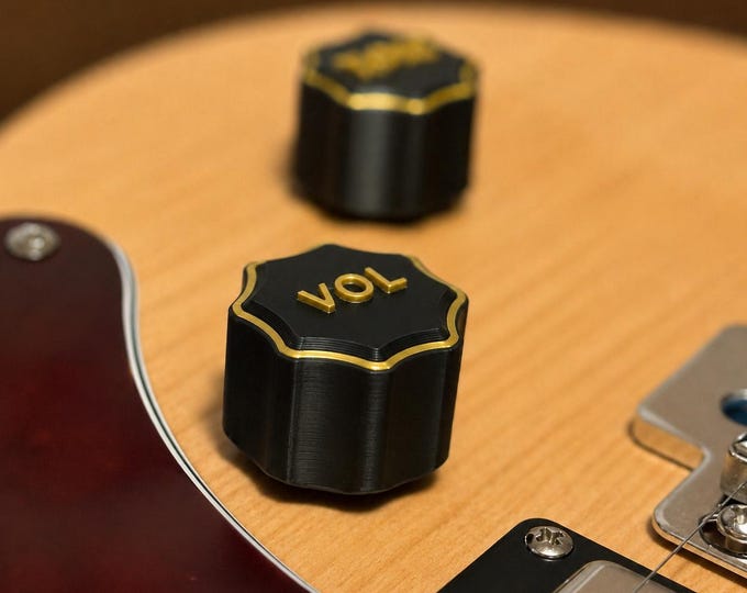 Vol and Tone Set - Black / Gold - Custom Guitar Knobs