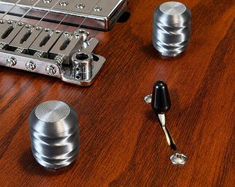 Custom Silver Spiral Guitar Knobs: Volume Tone Set