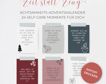 Mindfulness Advent Calendar, Self-Care Advent Calendar, DIY Printable Advent Calendar, Time Instead of Things Advent Calendar, PDF File