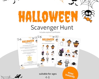 Halloween Scavenger Hunt Indoor Printable, Halloween Kids Activity, Party Games for Children, Halloween Party, Instant Download