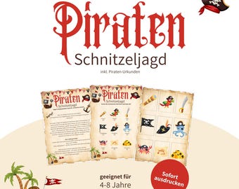 Pirate Scavenger Hunt, Children's Birthday Game, PDF Download for Printing, Treasure Hunt, Indoor Adventure 4-8 Years