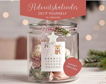 Advent calendars for children, loved ones and colleagues, DIY printable advent calendar, PDF file, craft template