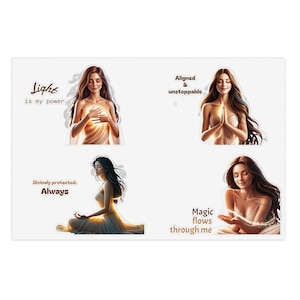 Pacchetto di adesivi Manifestation - Adesivi impermeabili estetici femminili divini / spirituali per diari, laptop e altro