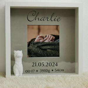 Regalo para bebé - Regalo de nacimiento personalizado - Regalo de bautizo - Decoración de habitación de bebé - Marco de fotos para bebé