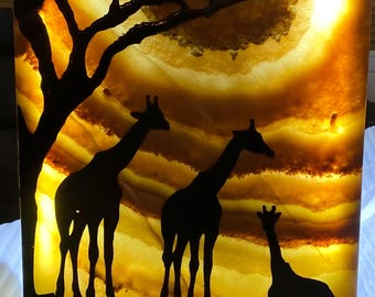 Sunset Giraffes Onyx lamp