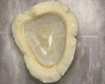 Hand Carved Onyx Centerpiece Bowl, Rustic Edges