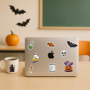 Halloween Stickers Set – 14 Cute Spooky Digital Stickers | Instant Download PNG & PDF