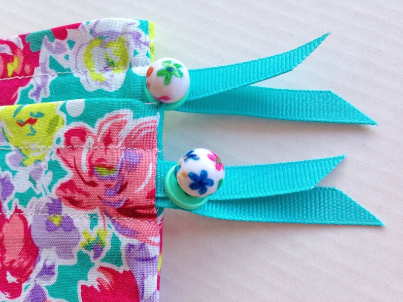 Aqua Polka Dot Garden blue green purple red white Pretty Simple Drawstring Project Bag Set