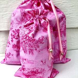 Pretty Simple Drawstring Project Bag Set - Lovely Toile Musicians