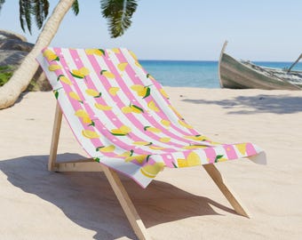 Lemon Striped Beach Towel: Soft Cotton-Blend Summer Pool Towel