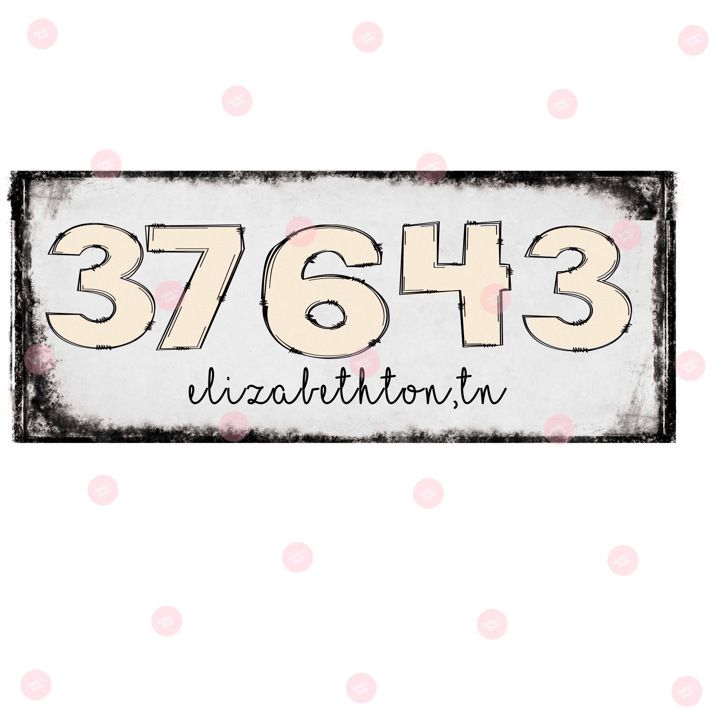 37643, Zip Code, Personalize, Elizabethton, TN, PNG, - Etsy