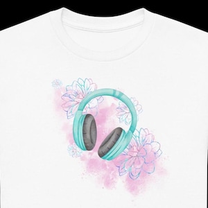 Kids Floral Headphones T-Shirt