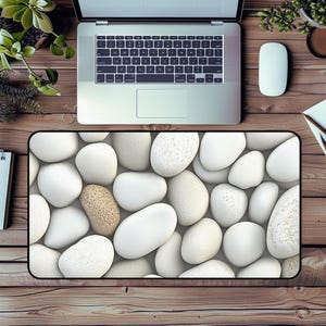 Tapis de bureau en galets, inspiré de la nature, décoration d&#39;espace de travail serein, cadeau élégant pour la rentrée des classes, décoration de bureau de style minimaliste