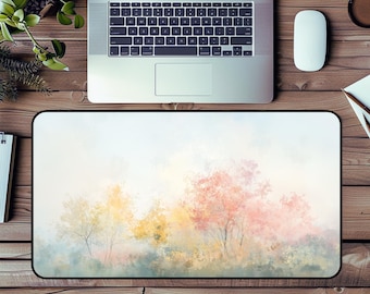 Alfombrilla de escritorio con estampado floral al óleo, decoración serena para el espacio de trabajo inspirada en la naturaleza.