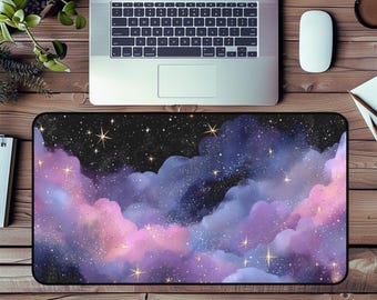Tapete de escritorio con fondo de acuarela: decoración de escritorio con estrellas celestiales