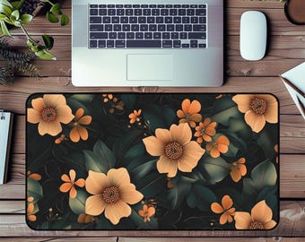 Alfombrilla de escritorio con estampado floral estilo cottagecore, decoración botánica para la oficina en casa.