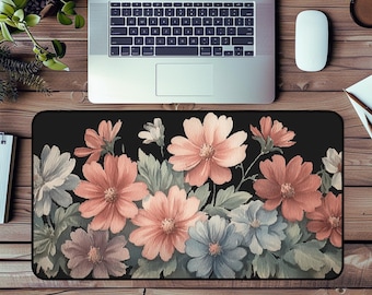 Alfombrilla de escritorio con flores silvestres en acuarela: decoración floral vintage para la oficina.