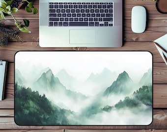 Alfombrilla de escritorio con paisaje de montaña, decoración de naturaleza serena