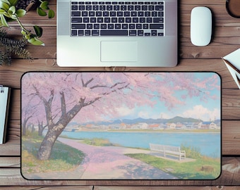 Alfombrilla de escritorio con diseño de flores de cerezo / Alfombrilla de ratón inspirada en la naturaleza