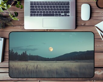 Alfombrilla de escritorio con paisaje a la luz de la luna: decoración de oficina en plena naturaleza.