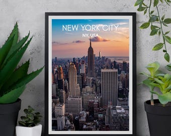 New York City Poster - NYC Wall Art Print - Urban Wall Art - Manhattan ...