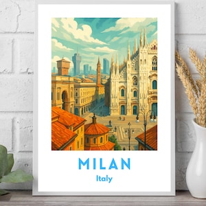 Milan Italy Travel Poster: Vintage Duomo di Milano Art Print (Digital Download)