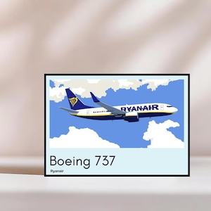 Poster dell&#39;aviazione Ryanair Boeing 737: arte di una compagnia aerea low cost (download digitale)