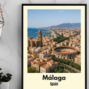 Digital Malaga Poster - Printable Spain Wall Art - Downloadable